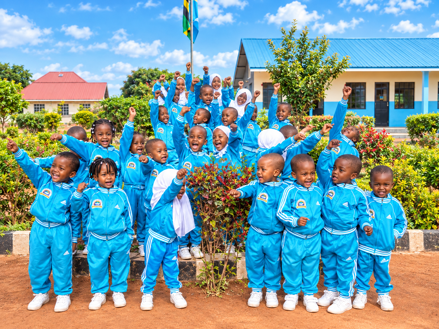Pupils cheering at JEMA Memorial